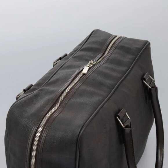 BURBERRY Nova Check Boston Bag PVC Leather Brown Silver Auth ep8729 - Picture 7 of 16